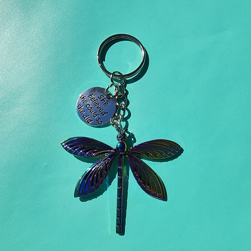 🎆 Dragonfly Keychain | Inspirational Quote Gift | OS